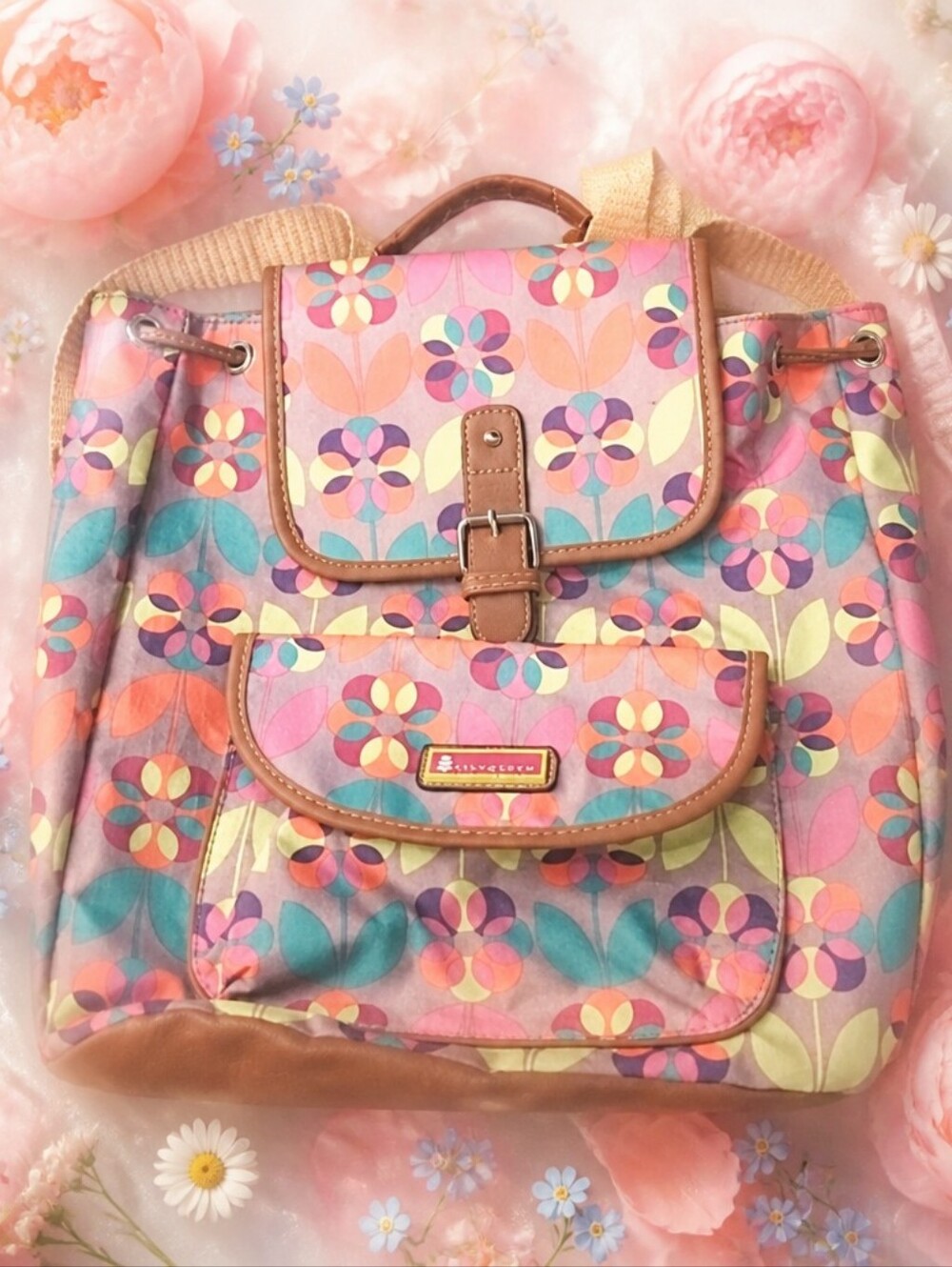 Lily Bloom Multicolor Floral Canvas Backpack